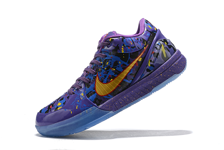 New Nike Kobe Bryant IV Purple Blue Gold Shoes